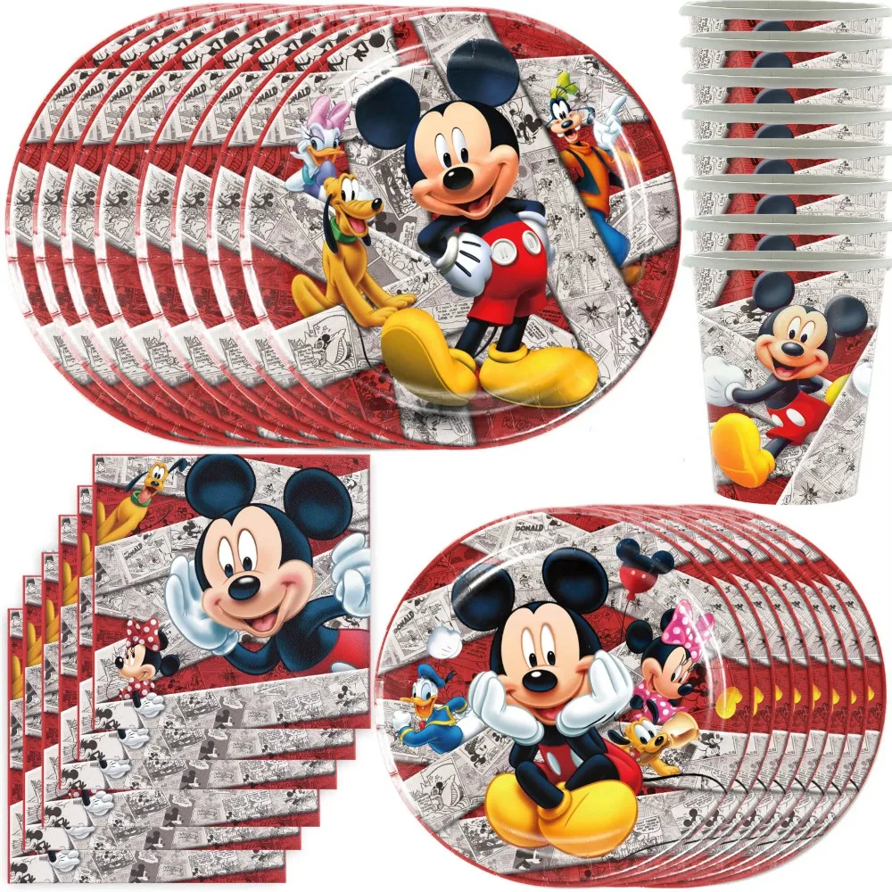

50Pcs Disney Mickey Mouse Birthday Party Decorations Kids Disposable Tableware Set Baby Shower Boys 1st Birthday Party Supplies