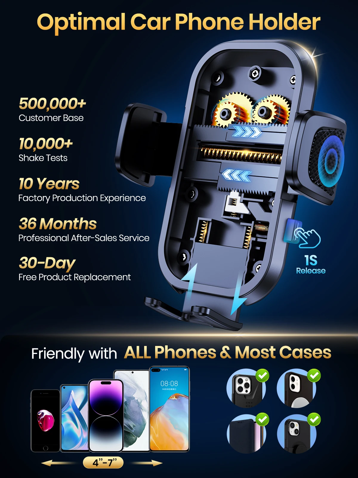 Car Phone Holders with Metal Hook Clip,Air Vent Cell Phone Car Mount,Hands Free