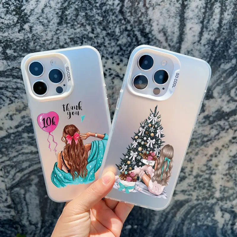Mode schöne Mädchen Fall für iPhone 15 14 plus Pro Max 13 Mini Pro Max 12 Pro Max 11 stoß feste matte Laser Capa Rücken deckel