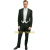 Men's black tailcoat 3-piece set (jacket+vest+pants) wedding banquet hosting performance conductor choir cocktail custom attire 3