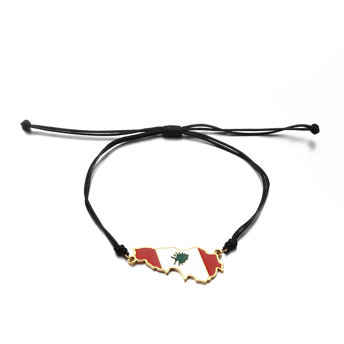 Liban  Flag Bracelet Jewelry Lebanon Maps Black String Bracelet 3
