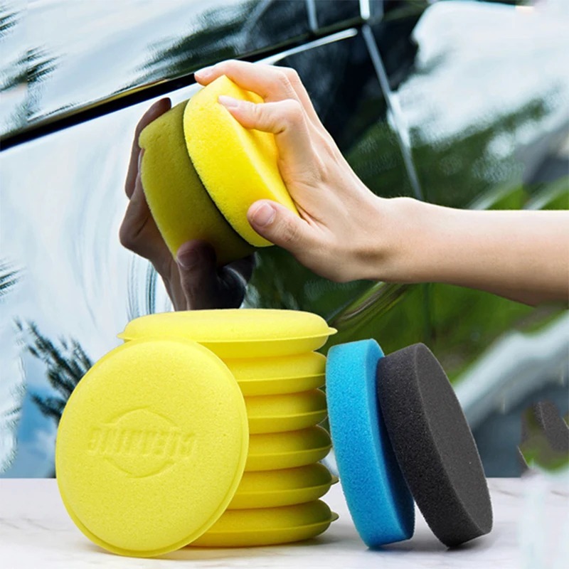 1Pcs Car Foam Sponge Wax Applicator Cleaning Detailing Pads Car Waxing Polishing Pad Home Car Wash Care 10cm Car Cleaning Kit