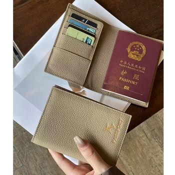 Portafoglio Organizer per passaporto da viaggio in vera pelle di ghiaia di design di lusso