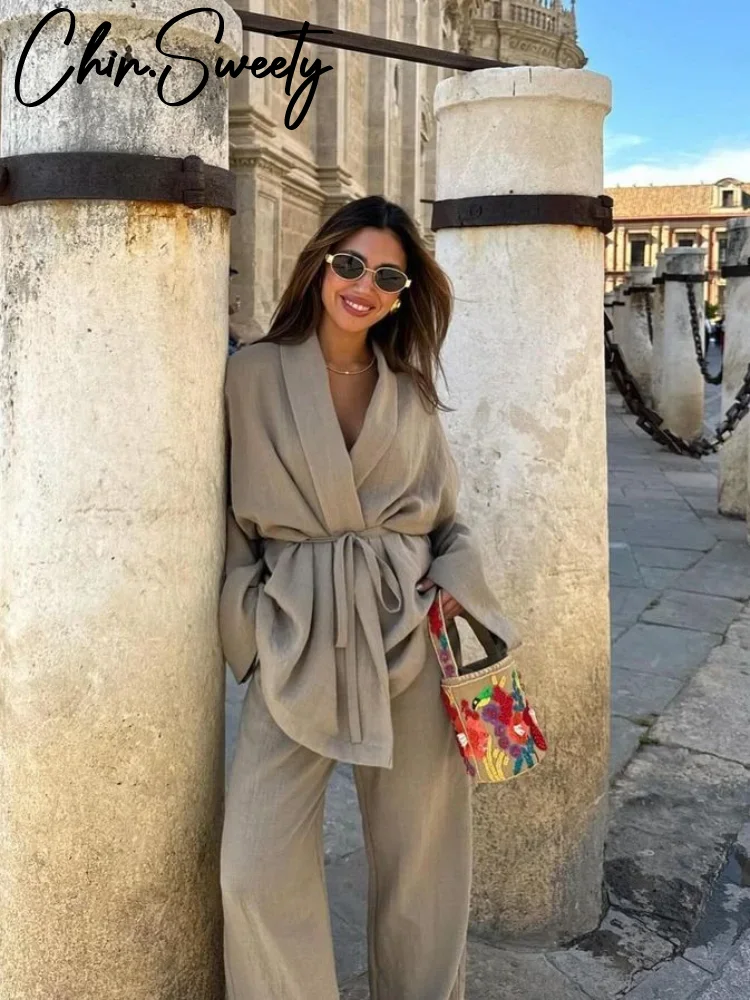 كارديجان كيمونو نسائي أحادي اللون وبناطيل ، برباط ، بلوزة برقبة على شكل حرف V ، بنطلون مستقيم ، موضة الربيع ، أزياء الصيف ، سيدتى ، بانتين ، 2 كارديجان كيمونو نسائي أحادي اللون وبناطيل ، برباط ، بلوزة برقبة على شكل حرف V ، بنطلون مستقيم ، موضة الربيع ، أزياء الصيف ، سيدتى ، بانتين ، 2