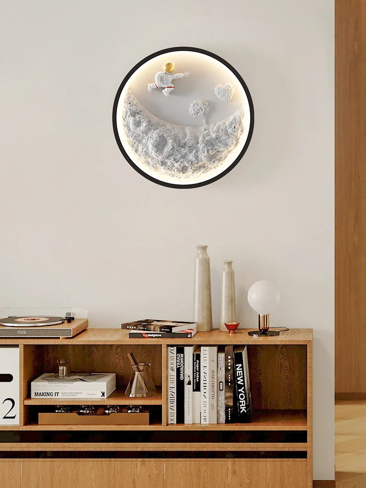 

2023 Astronaut Moon LED Wall Lamp is Used for Dining Room Bedroom Foyer Kitchen Pink Light No Remote Control Lamp Decoration