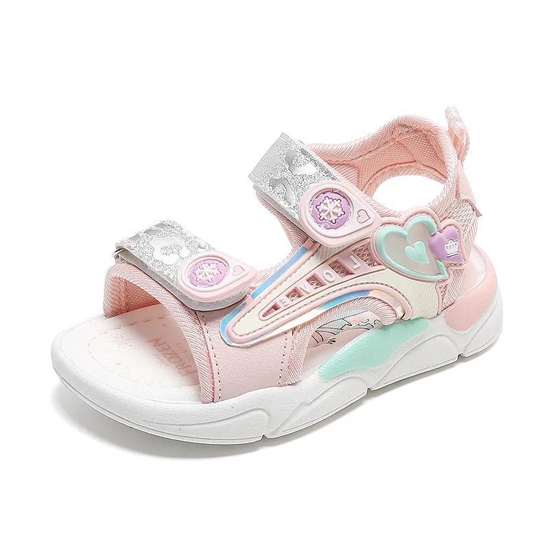 Sandalias Princess Sandals 샌들 Summer New Cartoon Girl Shoe Soft Sole Baby Sandals Fashion Beach Shoe Flat Sandals Kid Shoe صنادل
