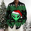 Christmas Shirts For Men Fashion Loose Lapel Button-Down Shirt 3d Santa Claus Graphic Long Sleeve Print T-Shirts Oversized Tops 2