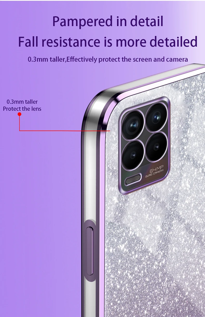 حافظة لينة من البولي يوريثان لهواتف OPPO Realme 8 ، 4G ، ترف ، بالكهرباء ، بريق ، غطاء خلفي شفاف ، Realme 8 Pro