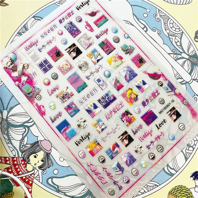 TSC-119 TSC-282 TSC-130  Japanese hot blooded anime 3D Back glue Nail Art Stickers Decals Sliders Nail ornament decoration MG180801-16