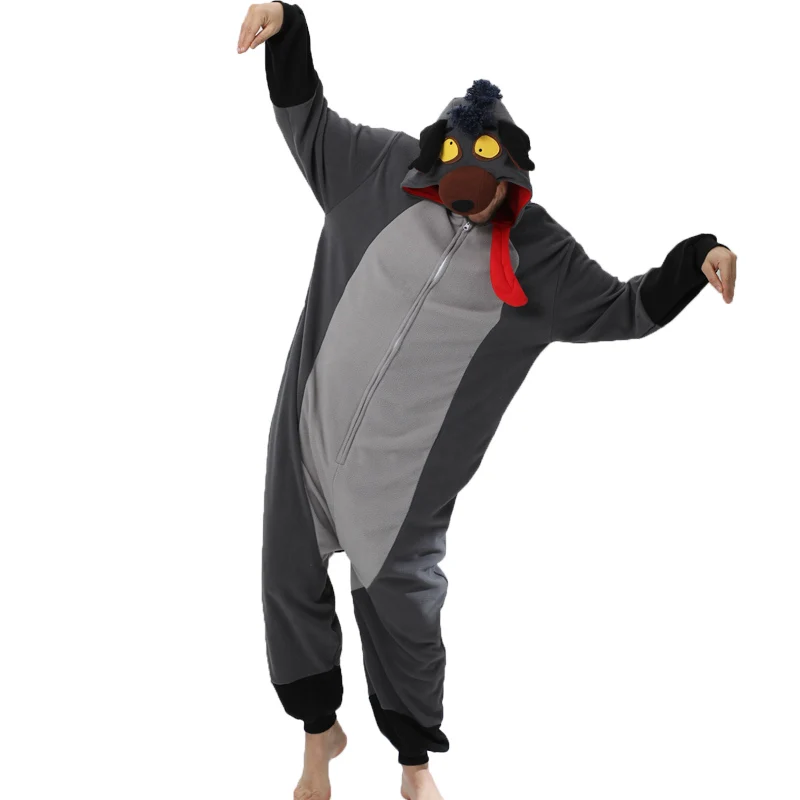 Hyena animal cosplay game costume kigurumi men one piece pajamas donkey halloween christmas party hooded cartoon pajamas