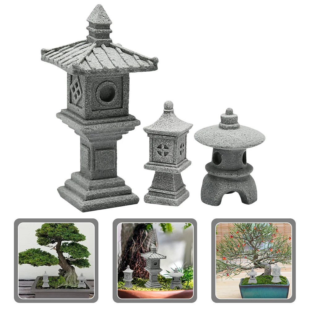 

Happy Yami Mini Pagoda Statue Fairy Garden Miniature Hexagon Figurine Japanese Style Pagoda Lantern Flower Vase Micro