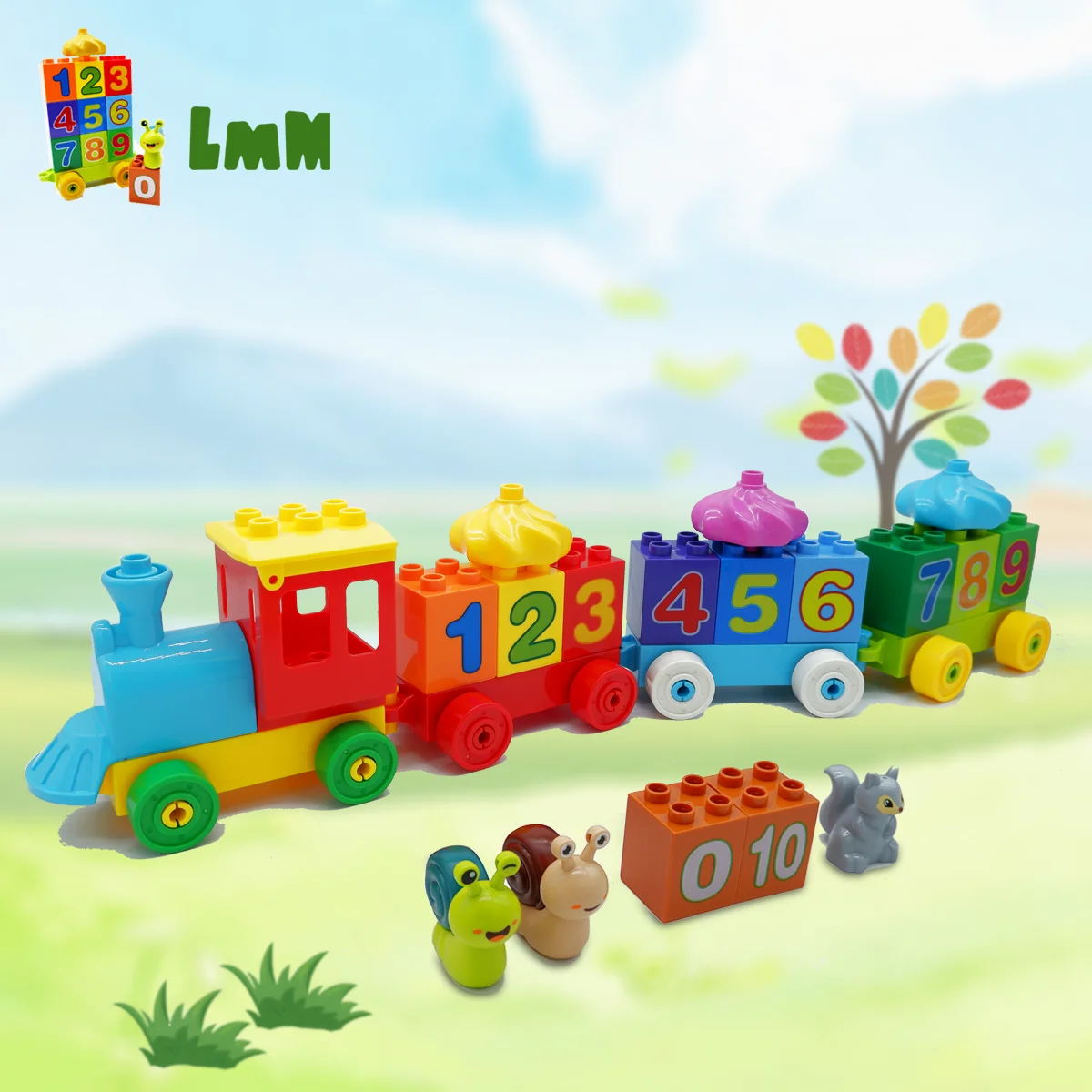 Big Size Building Blocks Set Compatible Duplo Train Animals Digital