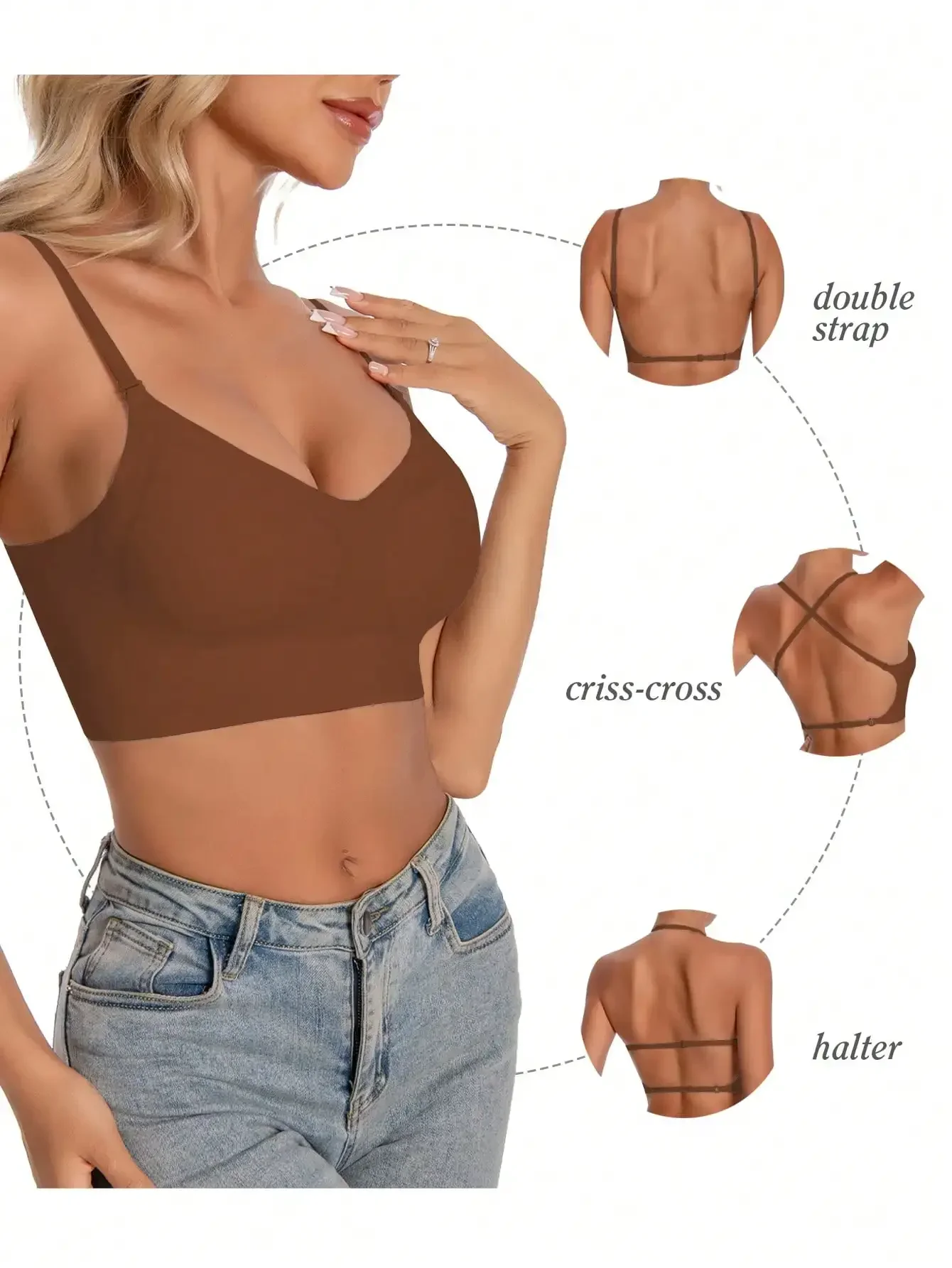 Women's Seamless Backless bra backless strapless underwear Summer bra,Bra For Wedding Dress 2