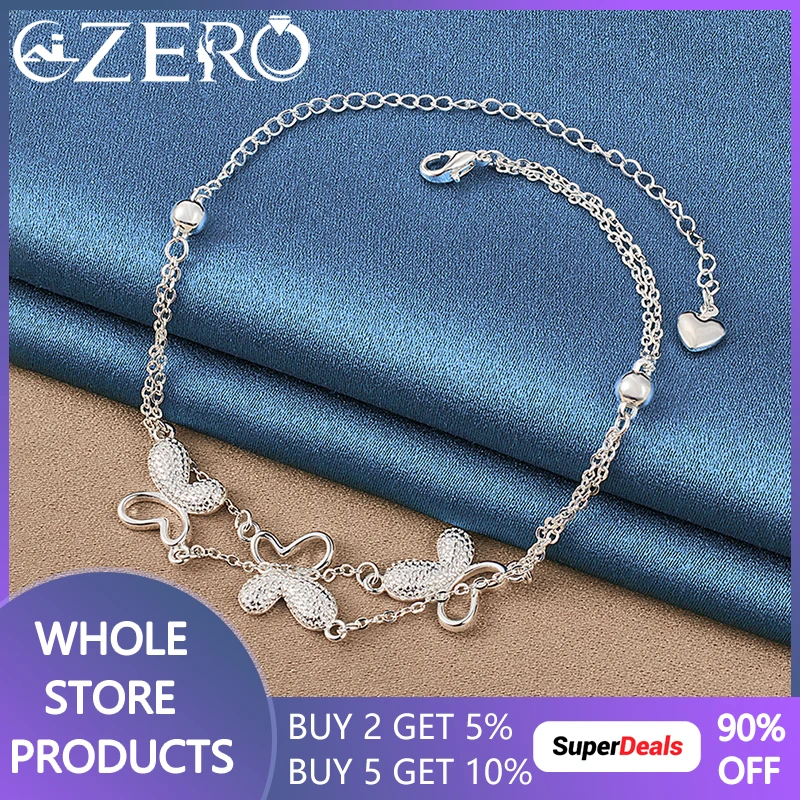 

Браслет ALIZERO из стерлингового серебра 925 пробы с тремя бабочками и сердцами, цепочка для женщин, свадебная помолвка, искусственные модные подвески, ювелирные изделия, подарки