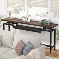 70 inch Sofa Table, Narrow Long Console Table with 2 Tiers, Industiral TV Console Behind Couch Table with Storage for Entryway, 2