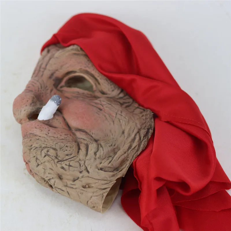 Smoke Grandma Realistic Old Women Face Mask Halloween Horrible Latex Mask Scary Full Head Creepy Wrinkle Face Cosplay Props face mask,3d face masks,halloween mask,party masks,horror mask