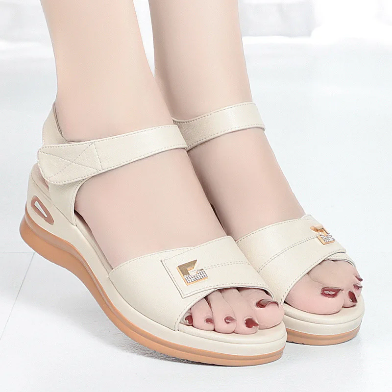 Grote sandalen voor dames, zomerteen, aparte open teen, platte sandalen