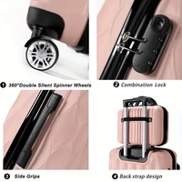 Ensemble de bagages 2 pièces, valise cosmétique 14 pouces + valise cabine 20 pouces, bagages rigides en ABS avec motif feuille en relief et serrure à combinaison 5