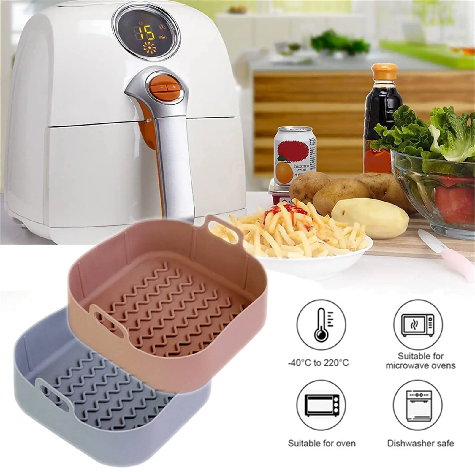 Stainless Steel Air Fryer Accessories  Square Electric Fryer Accessories -  8 Inch - Aliexpress