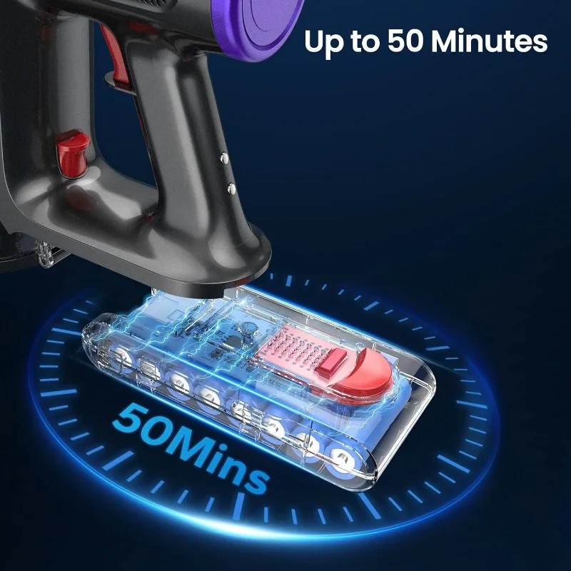 Cordless Vacuum Cleaner, 45Kpa/550W Vacuum Cleaners for Home with Touch Display,Up to 50 Mins Runtime,1.5L Dust Cup 5