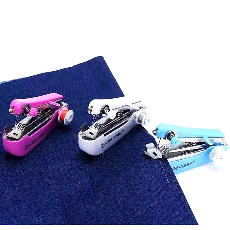 1PC Three Color Portable Mini Sewing Machine DIY Simple Sewing Tools Home Travel Small Embroidery Manual Operation AL001 3
