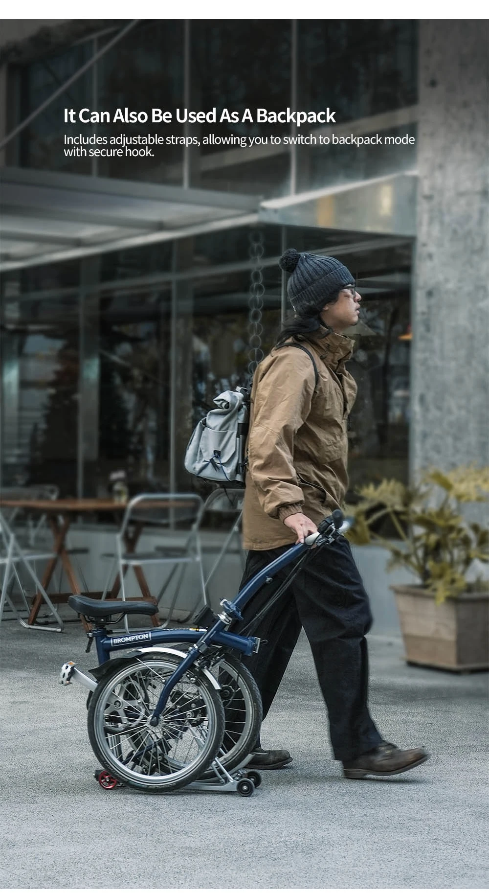 Fahrrad-Lenkertasche, 17 l, Fahrradrucksack, Aufbewahrungstasche, Vorderkorb mit MOLLE-System, Gepäckträgerhalterung für Brompton Dahon – Detail 8
