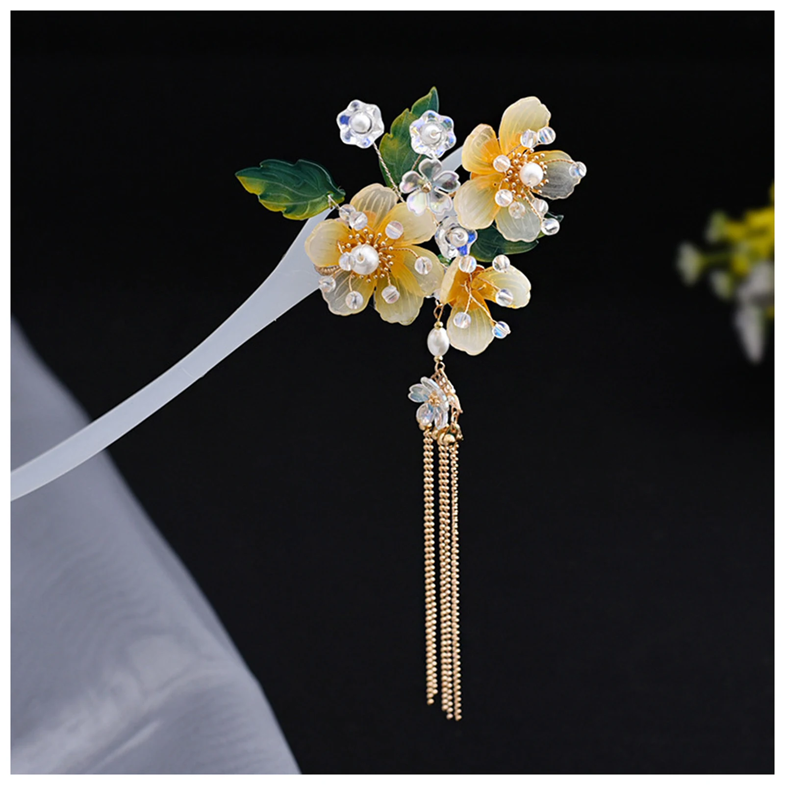 

Coloured Glaze Ancient Chinese Clothing Hair Chopsticks Vintage Flower Decor Hair Chopsticks Ideal Gift for Mother Daughter