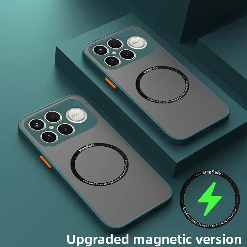 Stylish Semi-Transparent Matte Phone Case with Magnetic Charging and Anti-Drop Protection