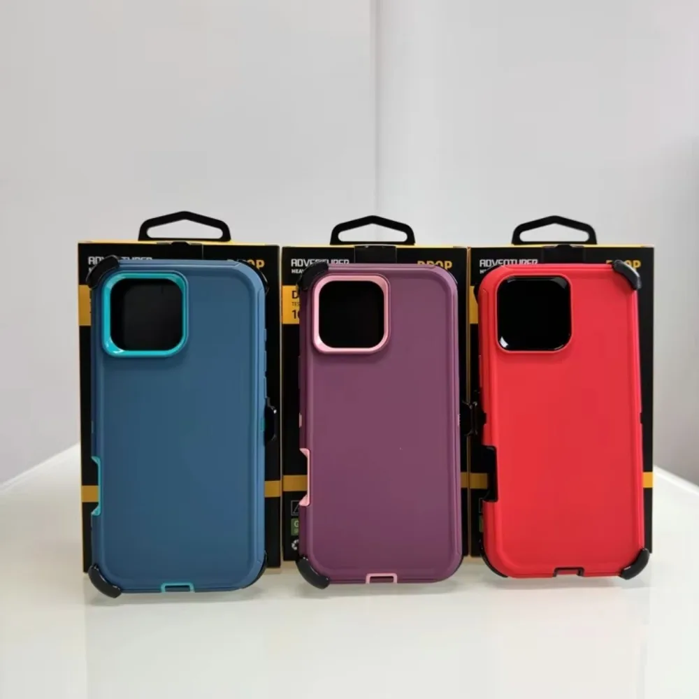 Heavy-Duty Shockproof Phone Case with Belt Clip and Protective Box Packaging
