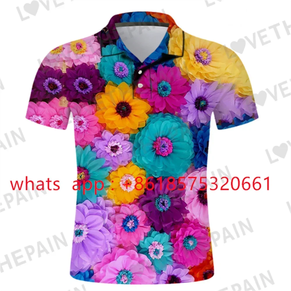 

Polo Homme Flower Fashion Streetwear Casual Hombre Camisas De Polo Harajuku Cool 3D Printed Polo Shirt Short Sleeve Men Ropa