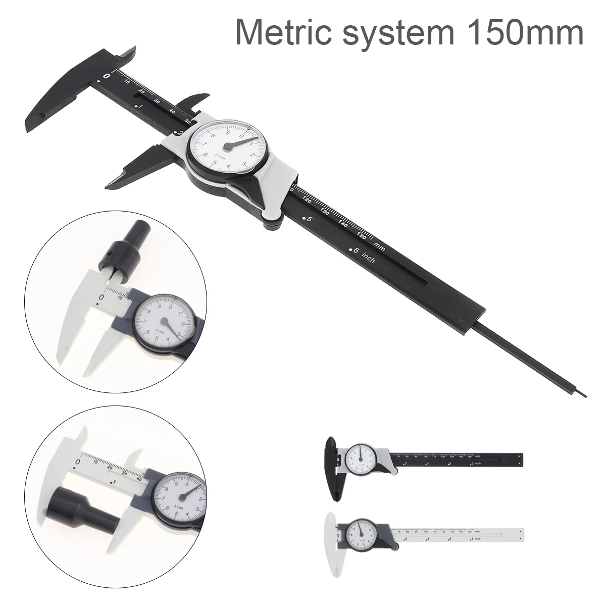 

150mm Dial Caliper Vernier Caliper with Dial Indicator Stainless/Carbon Steel Gauge Precision Measuring Tools Micrometer