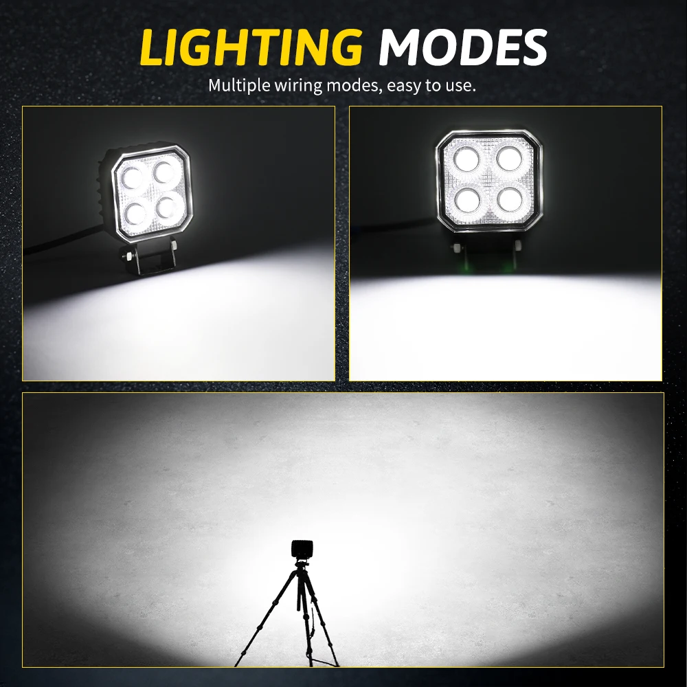 HAOLIDE 3인치 LED 작업등 백색 주행등 4렌즈 투광등 초고휘도 12V 24V 트랙터 트럭 오프로드용 Baot IP68