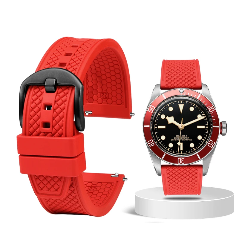 Universal Men's Silicone Dive Watch Strap – Fashionable Waffle Design in 20mm and 22mm Options