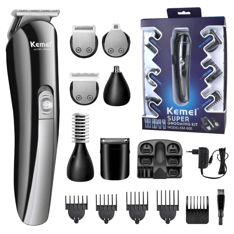 

Kemei 6 in 1 Rechargeable Hair Trimmer Titanium Hair Clipper Electric Shaver Beard Trimmer Men Styling Tools Shaving Machine 600