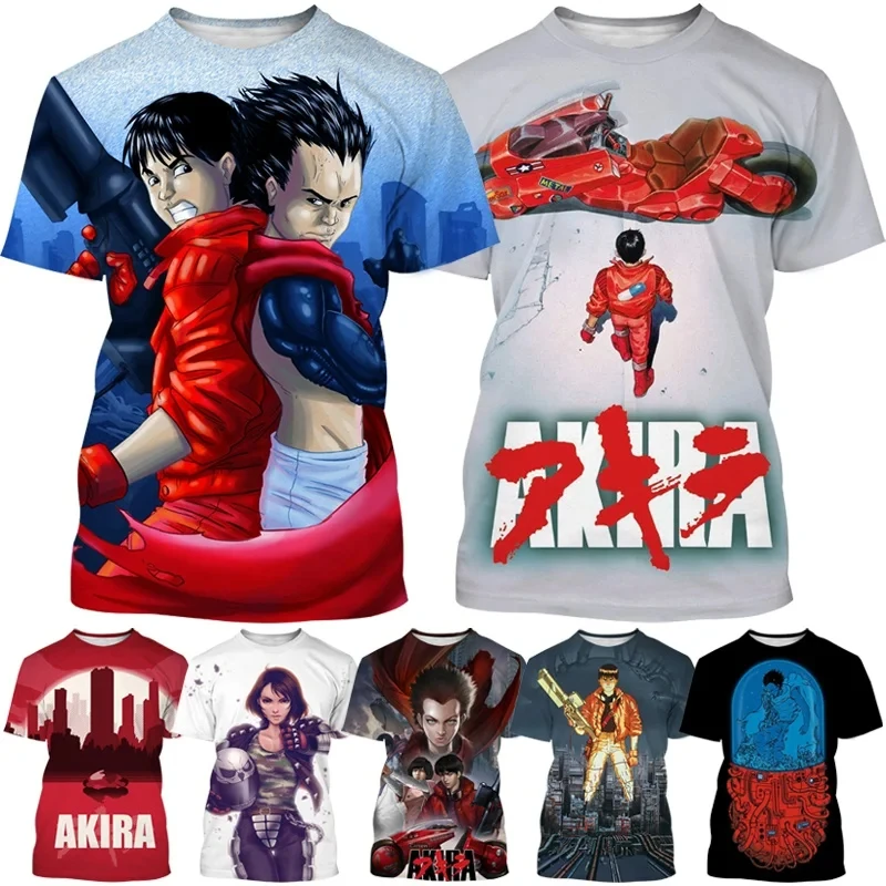 

Футболка Мужская/женская с коротким рукавом, модная рубашка с 3D принтом Аниме Манга Акира, детский топ в стиле Харадзюку, Y2k, лето