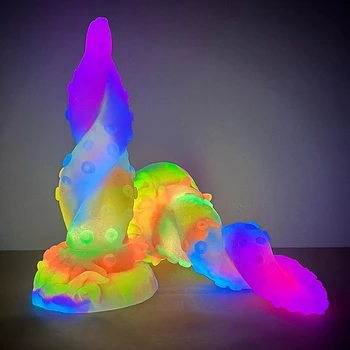 Novelty Luminous Tentacle Dildo with Sunction Cup for Women Vagina Anal Masturbate Penis 13 Colors  Glow in Dark Fantasy SexToy 5