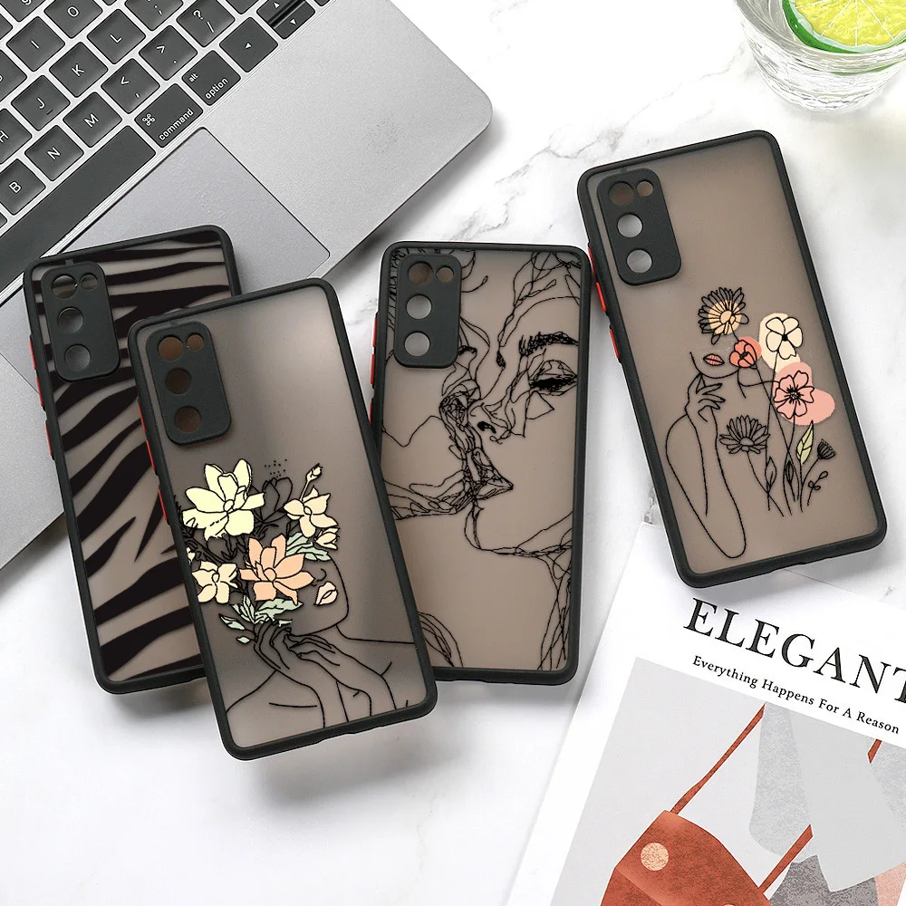 Custodia A53 5G Per Samsung A54 Custodia S23 S22 Ultra A52 A52S 5G A71 A32 A73 A34 A33 A23 A21S A13 A70 S21 S20 Fe Line Art Flower Cover