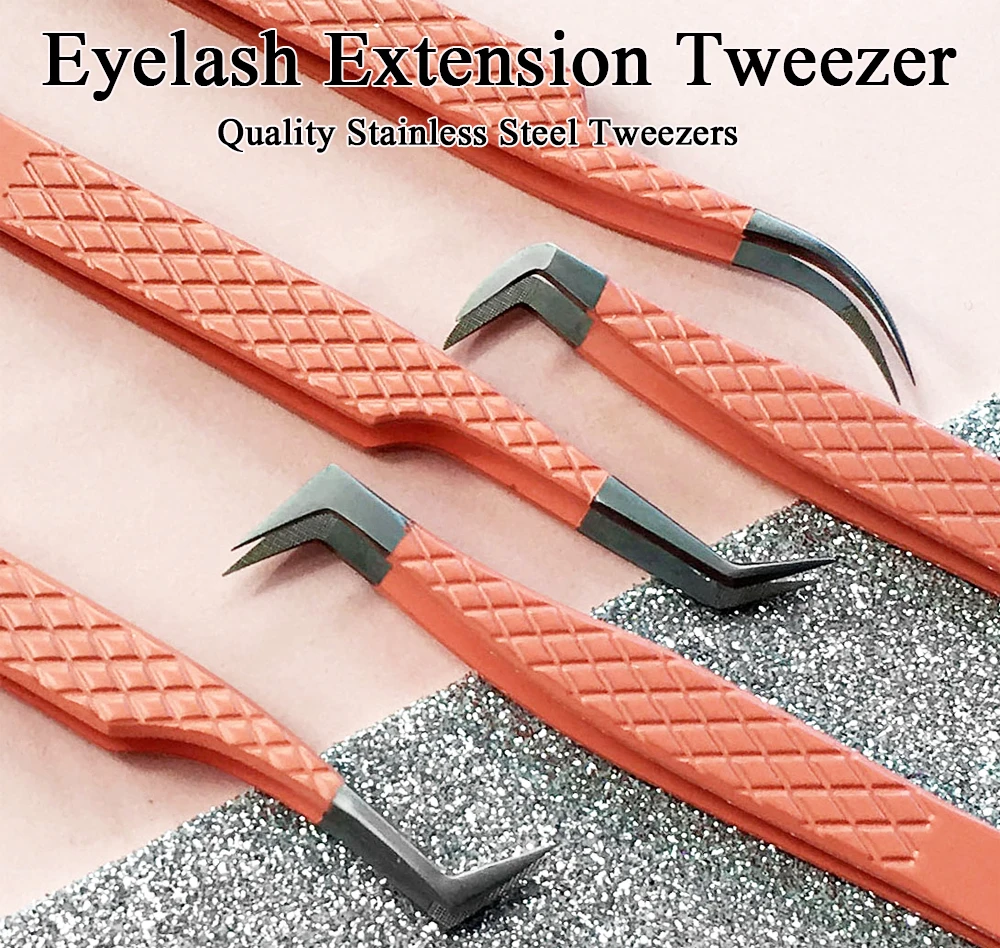 Description Picture 2 of itemEyelash Extension Tweezers High Quality Anti-Static Stainless Steel Tweezers Set Stainless Steel superhard Tweezers
