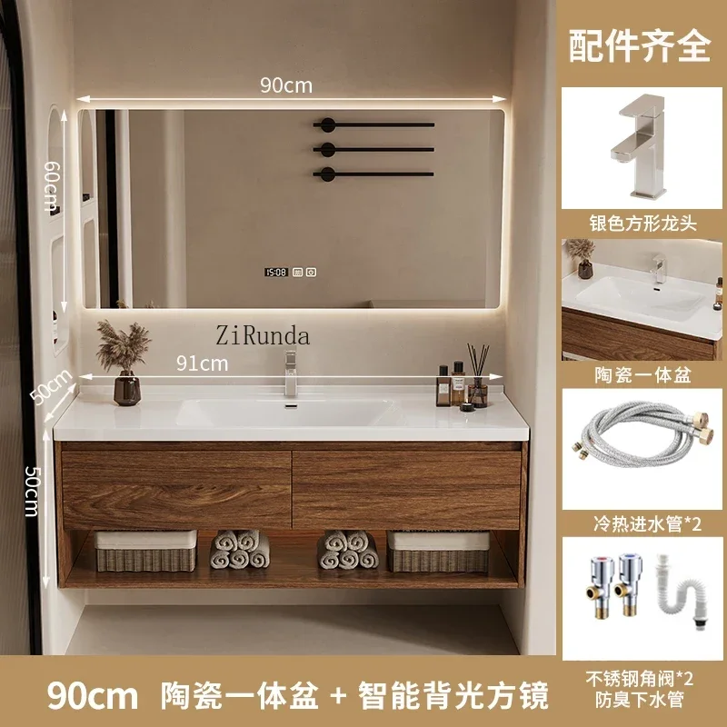 Nordic Style Smart Bathroom Cabinets Vanity with Sink Mirror Cabinets Moisture-proof Simple Home Furniture Muebles De Ba&ntilde;o FYBC