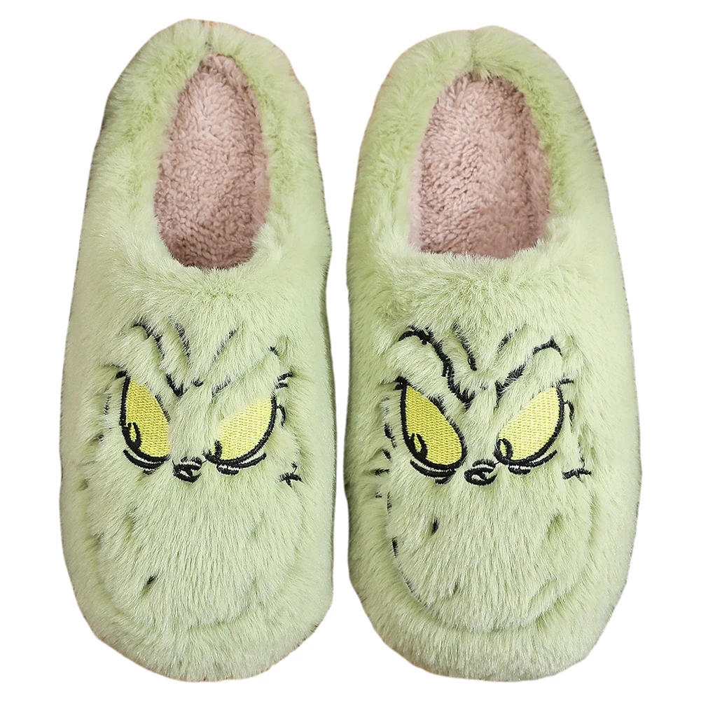 Warm Winter Cotton Slippers for Couples Men An Soft-soled New Thick-soled Shoes Thick Non-slip Cute Home Christmas Grinch Women 5