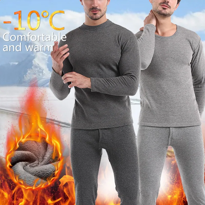 Men Fleece-Lined Underwear Set Soft Cotton Long Johns Keep Warm Tops Inner  Wear Male Winter Clothing Seamless Pajamas 2pcs Suit - AliExpress