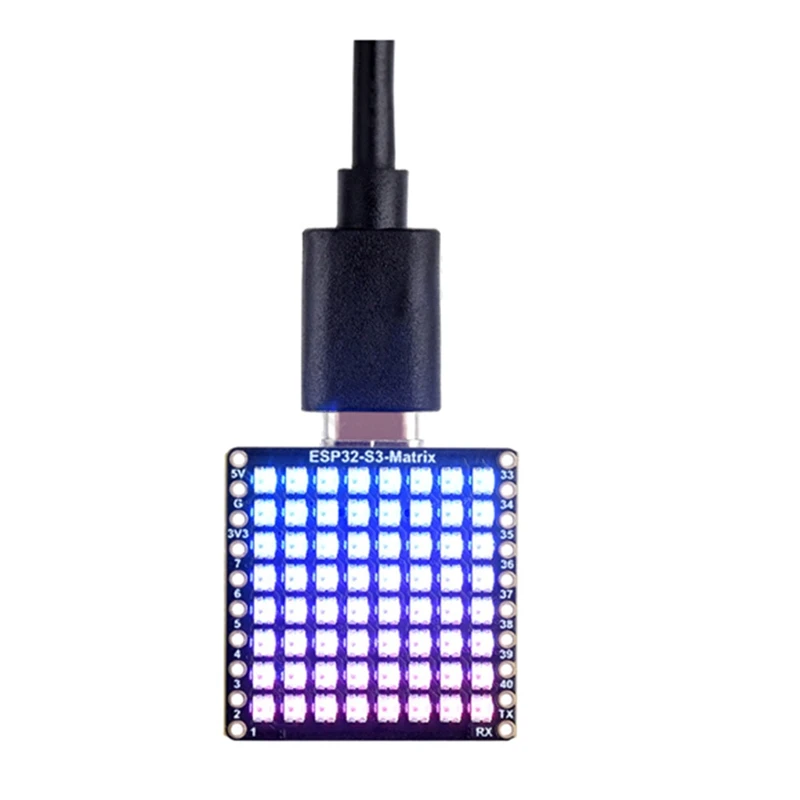 ESP32-S3 개발 보드 WiFi 블루투스 매트릭스 8x8 RGB-LED, Python-TCES용 QST 자세 자이로 센서 QMI8658C 포함