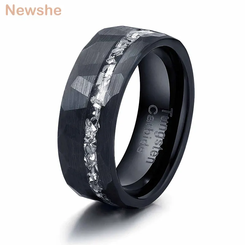 

Новинка, черные мужские кольца, 8 мм, вольфрам, карбид, обручальное кольцо для него, модные ювелирные изделия, размер 8-13