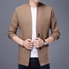 Autumn Winter Knitted Cardigan Men Fashion Slim Fit Sweater outerwear Mens Solid Color V Neck Casual Korean Knit Cardigan Man 2