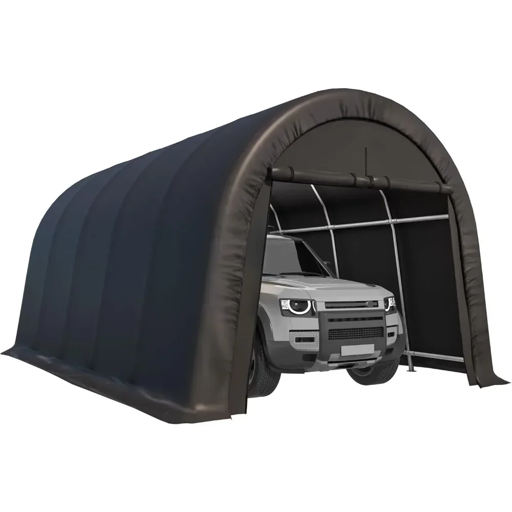 12 x 20 FT Heavy Duty, Portable Garage with All-Steel Metal Frame and Round Style Roof