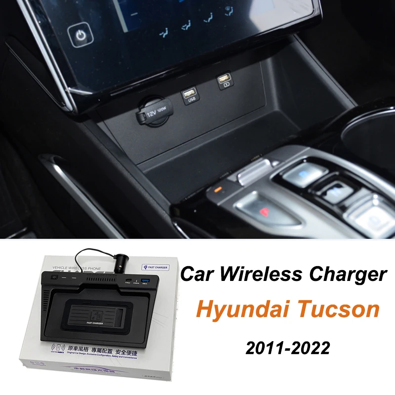 For Hyundai Tucson car QI charger 15W phone wireless fast charging