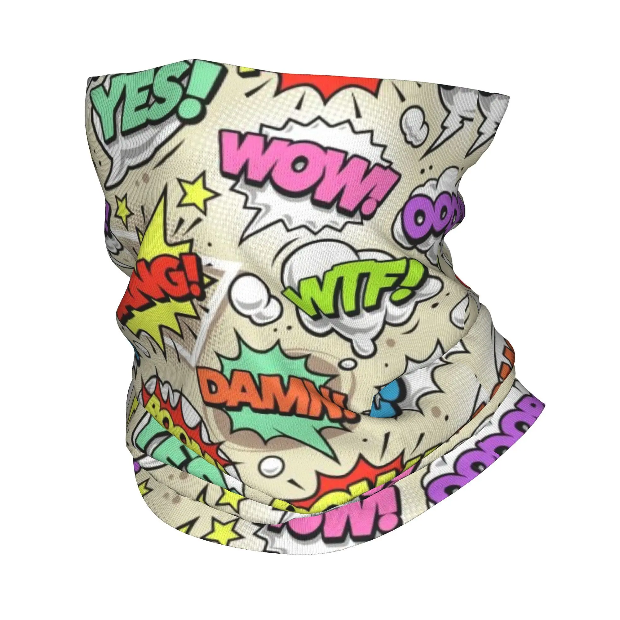 Comic Book Bandana Neck Gaiter Wrap Scarf Headband Warmer for Hiking Cycling Men Women