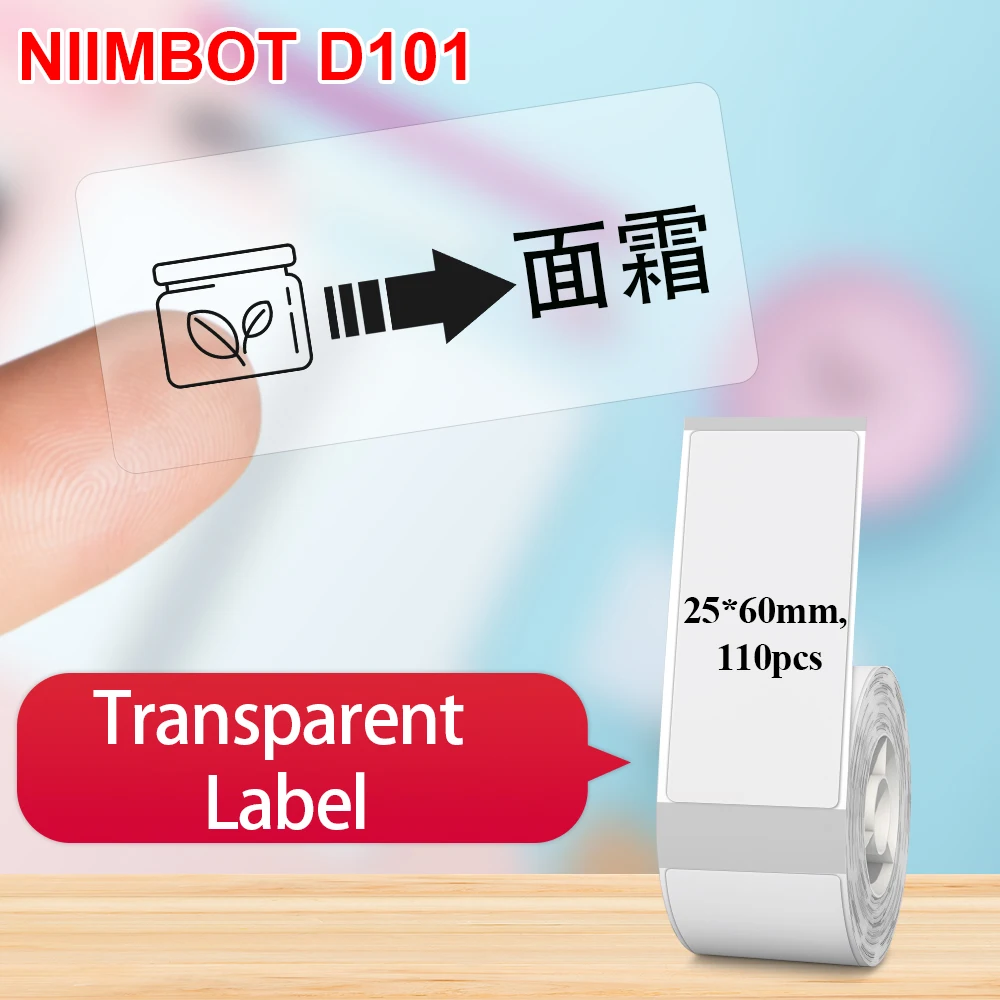 

Прозрачная этикетка Niimbot D101 для Niimbot D11 D110 Plus мини принтер для этикеток D101 25x6 0 мм, водонепроницаемая этикетка-наклейка D101