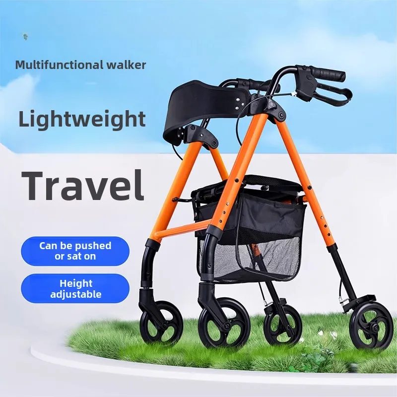 Heavy Duty Rollator Walker Load for 158kg,Lightweight Folding Bariatric Rolling Walker with Extra Wide Seat Elderly Walking Aids 2