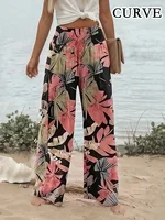 Plus Size 1XL-5XL  Women's Fashion Printed High Waisted Pleated Wide Leg Pants Women's Casual Loose Pants - Image 3